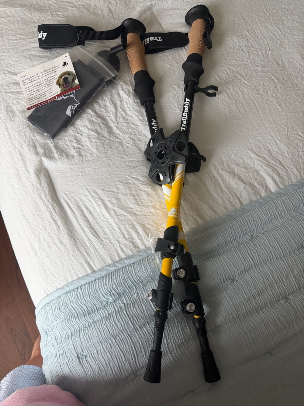 Trail Buddy Yellow Aluminum and Cork Trekking Poles - Pair. NWT